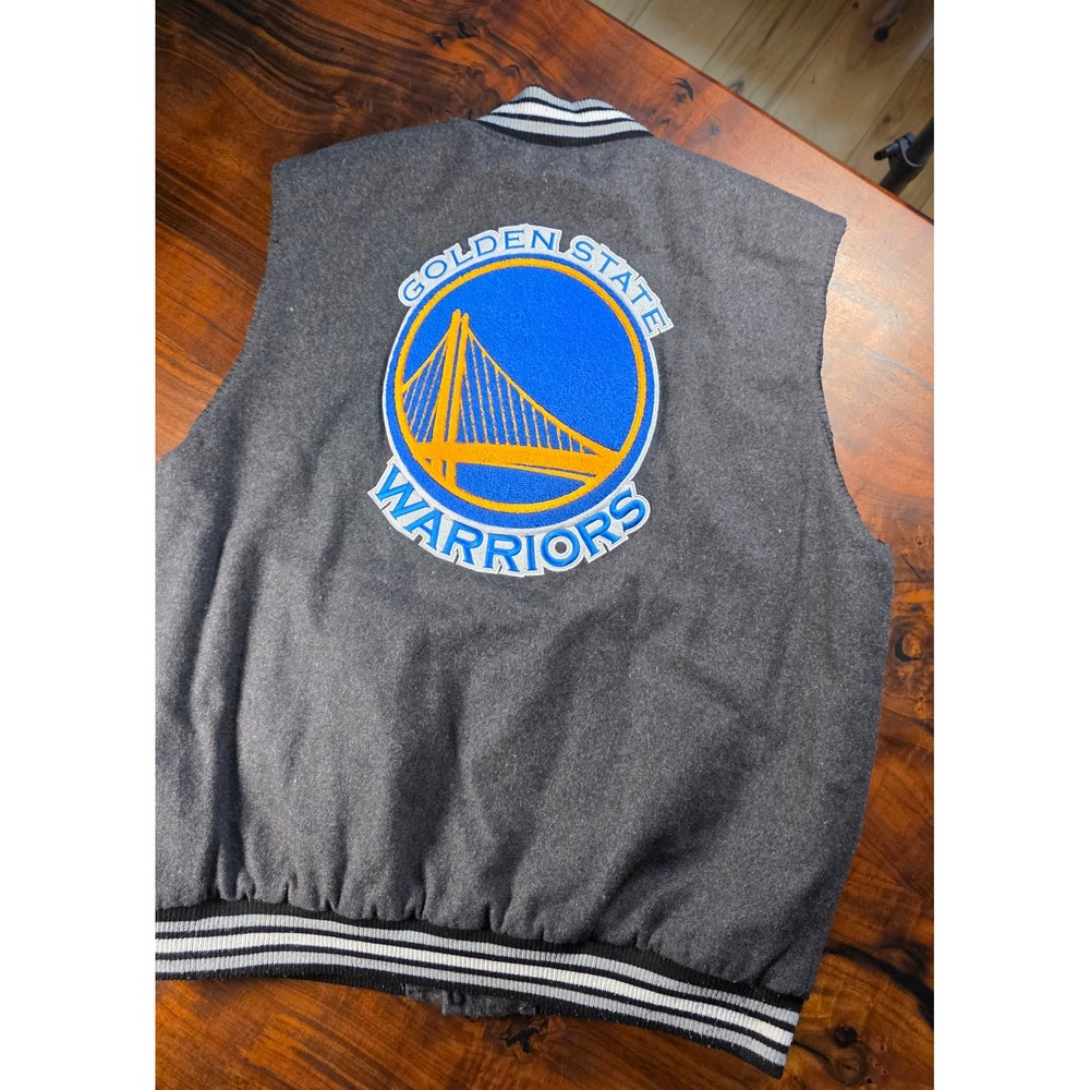 UNK NBA UPCYCLED Golden State Warriors Varsity Vest Wool Blend Chenille Logo